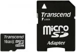 Карта памяти Transcend microSDHC(TF card) 16Гб class 4 + адаптер SD