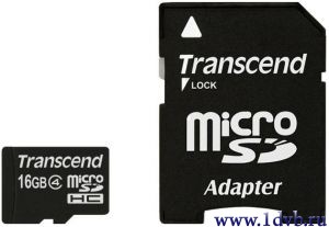 Купить Карта памяти Transcend microSDHC(TF card) 16Гб class 4 + адаптер SD в интернет -магазине почтой, наложенным платежём